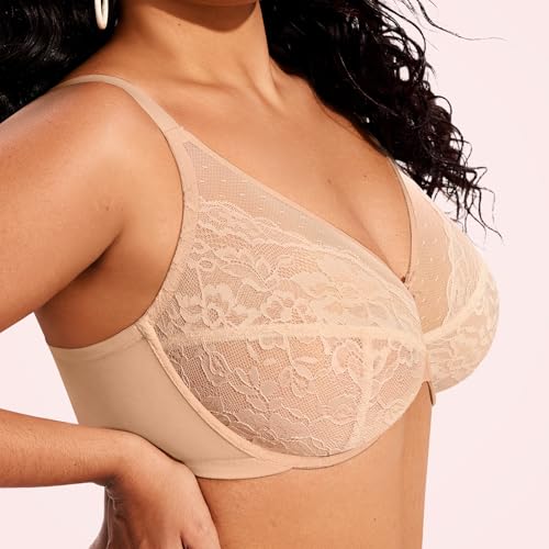 Image of ProKloud Minimizer Bras for Women Full Coverage Supportive Plus Size Unlined Lace Underwire Bra