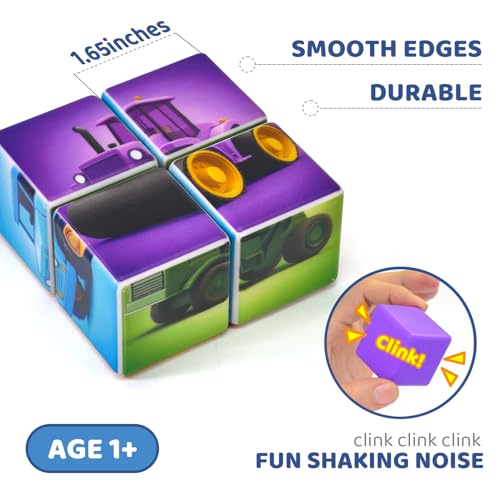 Image of Pairez Toys Magnetic Cubes for Toddler, 1.65 inch Large Building Blocks Tiles, Construction Vehicles Puzzles Game for Toddlers, STEM Educational Learning Toys for Boys & Girls Ages 1 2 3