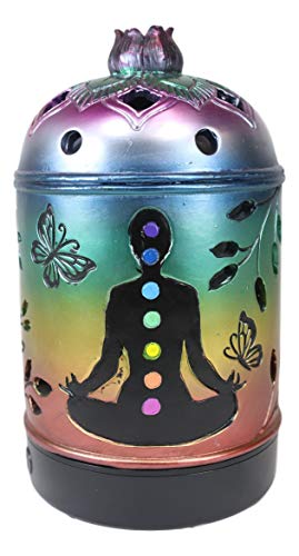 Ebros Gift Lotus Flower Mandala Wheel Root Chakra Zone Rainbow Colors Wiccan Essential Oil Diffuser With Colorful Led Lights And Electronic Usb Power Cord Yoga Meditation Home Aromatherapy Accessory #TOP1