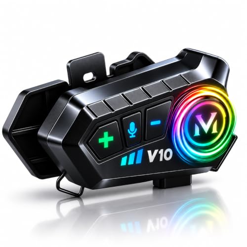 Image of Primate V10 Bluetooth Motorcycle Helmet Headset with HD Calling, HiFi Stereo Music, GPS Voice Navigation, IP67 Waterproof, Long Battery Life, Noise Reduction, Open Face Helmets, Smartphones Compatible