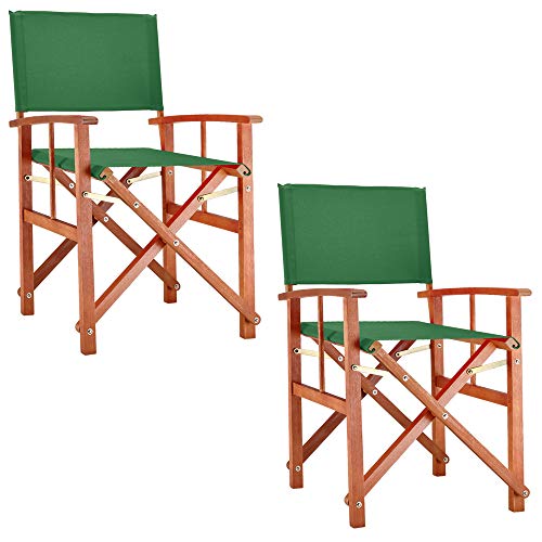 Deuba® 2X Gartenstuhl Cannes FSC®-zertifiziertes Eukalyptusholz faltbar Klappstuhl Holz Stuhl Regiestuhl Grün