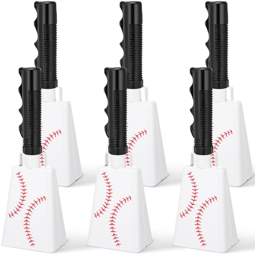 Boao 6 Pack 9 Inch Baseball Cowbells for Sporting Events Cow Bells with Handles Cow Bells Noise Makers Percussion Cheering for School Activity Games Party