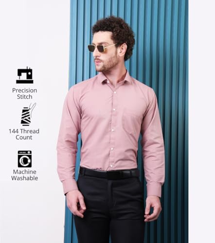 Image of CONTRARY Men's Pure Cotton Solid Stylish Casual & Formal Wear Shirt | Stylish Regular Fit Full Sleeve Comfortable Office Party Trendy Shirt - Multi Color