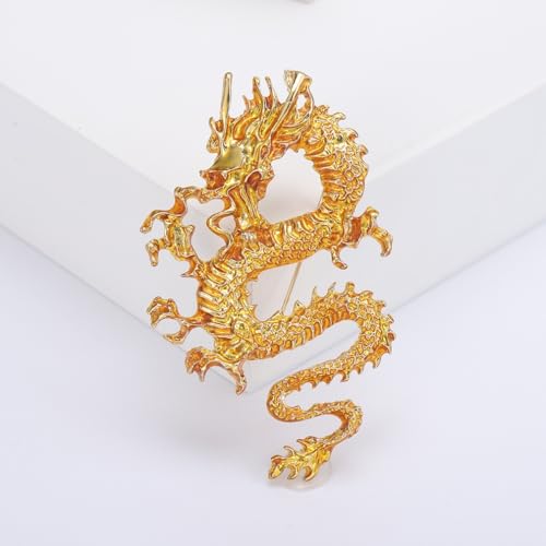 Image of Dragon Brooch Pins for Women, Chinese Dragon Brooch Pin, Lucky Dragon Talisman Brooch Lapel Pin, Bohemian Dragon Brooches Pins for Women Hat Bag Suit Dress Accessories