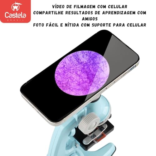 Microscópio Infantil Óptico Brinquedo Educativo Azul Castela