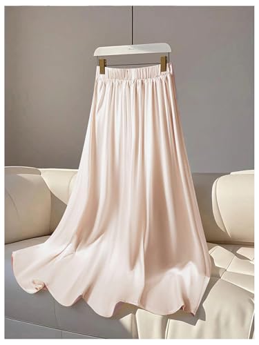 OYOANGLE Women's Satin A Line Maxi Skirt Elastic High Waisted Cocktail Party Long Skirts2