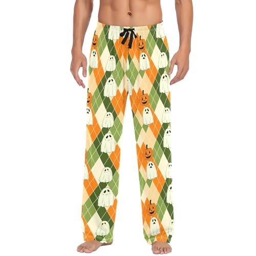Pumpkins Spirits Scene Men's Cotton Pajama Pants with Pockets and Drawstring Comfortable and Stylish,S2