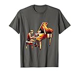 Esta camiseta para hombre con diseño de piano es una buena idea para pianistas o simplemente personas a las que les gusta escuchar música de piano. Es una idea artística con líneas de cubismo para cumpleaños o graduación de estudiantes de piano, o profesores, niños o adultos.