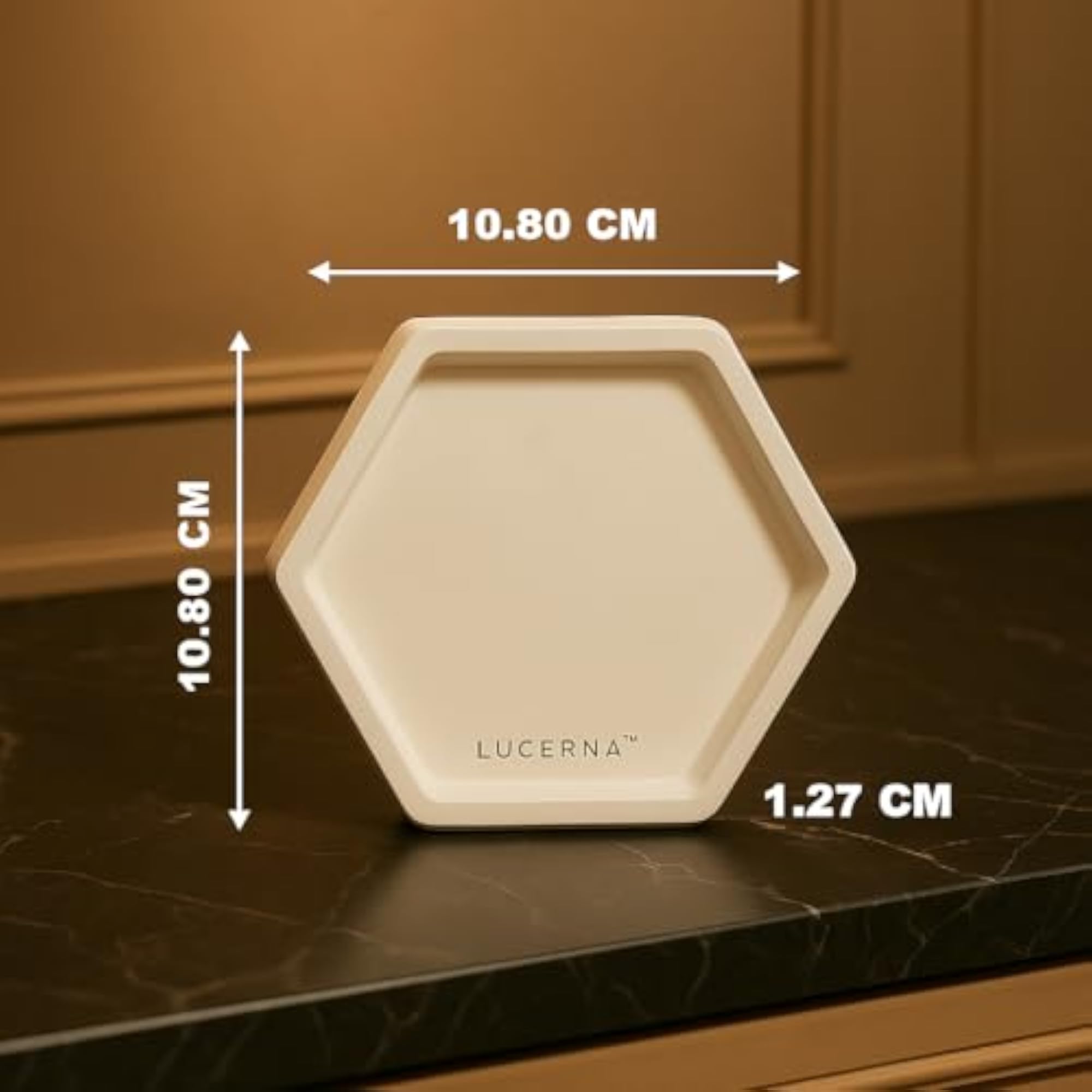 Set of 1 Hexagon White Concrete Aesthetic Tray, Minimalist