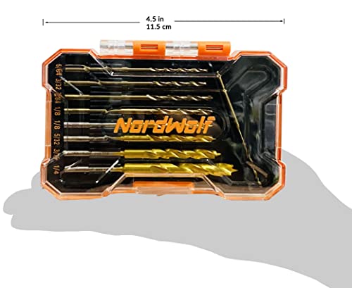 Nordwolf 9-Piece M35 Cobalt 1/8" Shank Drill Bits & Hss Titanium Nitride Brad Point Wood Drill Bits Combination Set, Sae Sizes For Rotary Tools, Cordless Drills And Flex Shafts #TOP4