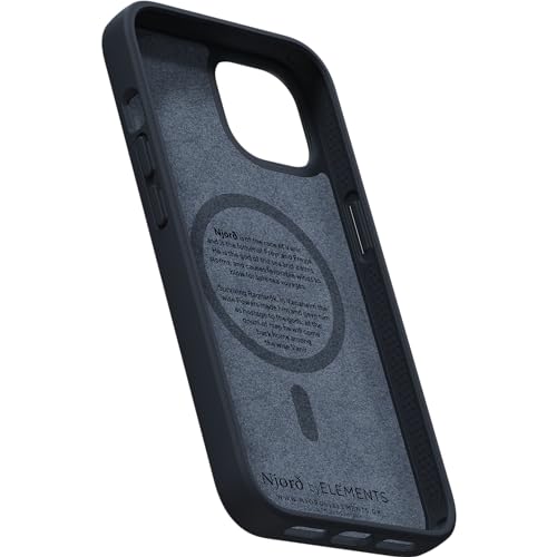 Image of Telco Njord byELEMENTS NA42SL00 Salmon Leather Drop-proof Magsafe Phone Case (iPhone 14 Plus, Vindur /Dark Gray)