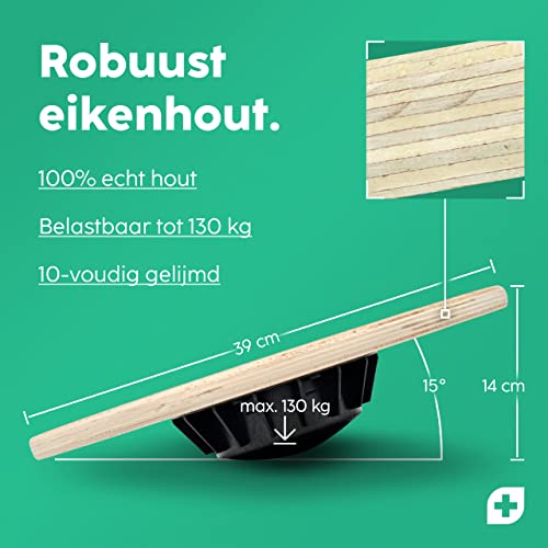Vesta+ Balansbord van hout + fitnessapp, balansbord van duurzaam eikenhout – de balansbord testwinnaar voor de plus in je workout, wiebelplank balansbord voor volwassenen - Afbeelding 5