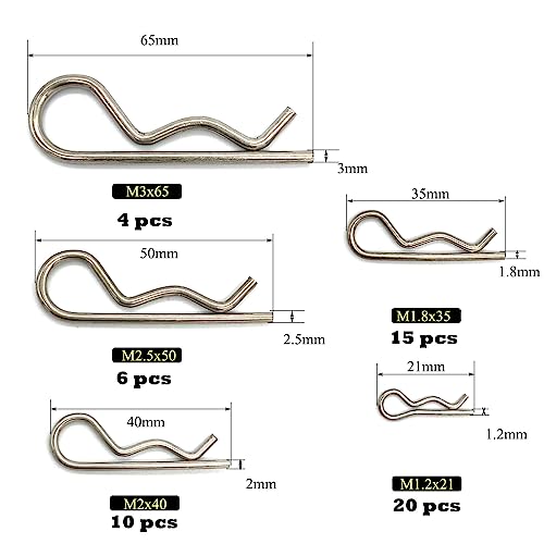 Image of 55Pcs Stainless Steel Hitch Pins & Clips Kit - Retainer Pins, Spring Clips, Tractor & Trailer Pin Replacements
