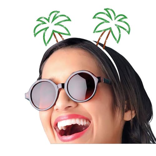 FIESTAS GUIRCA | Green Metallic Palm Headband (One Size) - Fancy Dress Accessory for Summer Parties, Hawaii, and Graduations - Unisex - Green