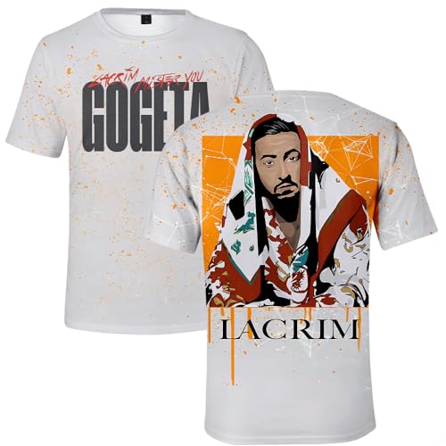 Lacrim T-shirt col rond à manches courtes 3D pour homme et femme Impression décontractée Harajuku Tour Hip Hop Streetwear, Hl13010, M