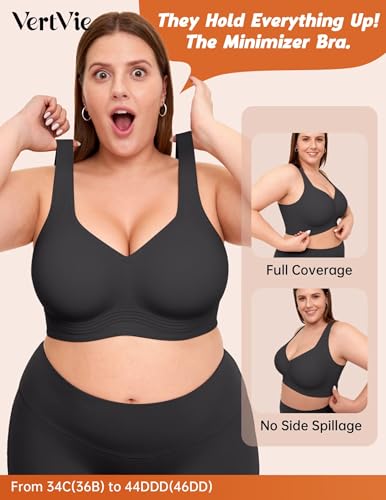 Image of Vertvie Jelly Bras for Women No Underwire Minimizer Support | Plus Size Older Lift, Full Coverage & Smoothing Back, Push Up, Separation & Supportive, Soft Comfy Seamless Wireless Bralette