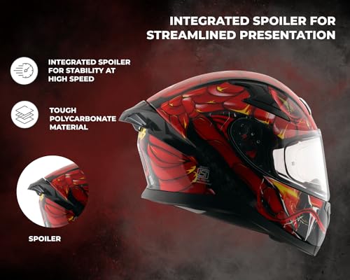 Image of Axor Apex Venomous ISI ECE DOT Certified Full Face Dual Visor Helmet for Men and Women with Pinlock Fitted Outer Clear Visor and Inner Smoke Sun Visor Black Red(XL)