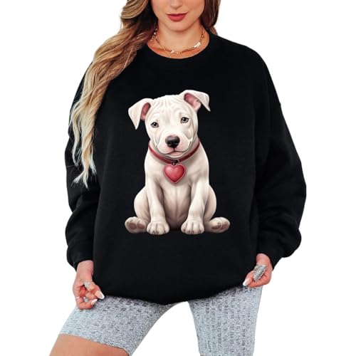 Image of Sassy Souls Puppy Love Dog Lover Animals Womens Sweatshirt White Puppy Heart Collar Graphic Pullover Jumper 5XL