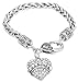 Grandma Bracelet Engraved Gift Jewelry Grandma Crystal Adorned Heart Shaped Pendant Lobster Claw Bracelet Gift Mom Grandma Colorless