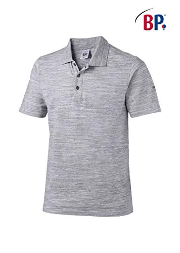 BP 1712-232-21-L Polo unisexe en tissu space-dye, manches 1/2, col polo, mélange de tissu stretch 195 g/mu00b2, blanc spatial, L