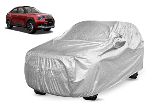 Image of Auto Hub Car Cover Compatible with Basalt with Mirror Pocket, Basalt Car Cover Waterproof, Metallic Silver