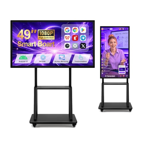 Image of 49 inch Smart Board with Android 12, 8-Core 2.4GHz, 4K Touchscreen | Screen Mirroring, Annotation, Live Streaming, 5G WiFi, Anti-Glare Glass, 8+64GB, for Classroom Office Home