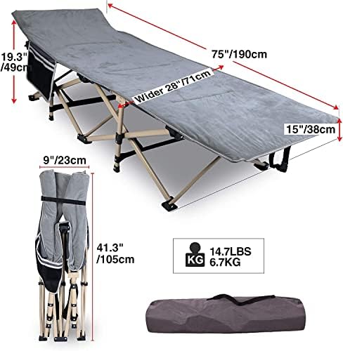 REDCAMP Folding Camping Cots for Adults with Mattress Pad, Comfortable and Soft for Outdoor Indoor Office Sleeping, Portable Heavy Duty Cots 500 Pounds, Grey 3 41lMpyGACyL. AC