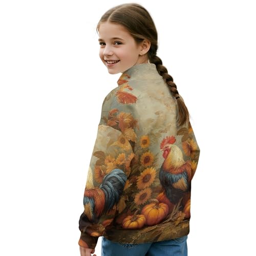 Image of AmzPrint Girls Graphic Quarter Zip Coat Long Sleeve Lightweight Oversized Athletic Running Hoodies For Kids Teen Girls