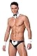 BIGFOX 3tlg Herren Erotik Barkeeper-Kostüm Rollenspiel Stripper Sexy Unterwäsche Set Hose, Fliege, 2* Armband