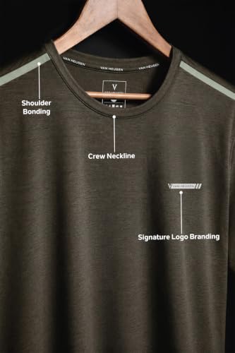 Image of Van Heusen Men's Running T-Shirt | Regular Fit | Crew Neck | Soft Breathable Mircofiber | Casual Wear | Summer Favorite | Shoulder Bonding |Sports T-Shirt | Style 61005