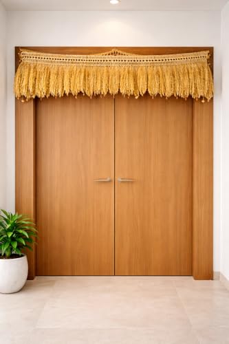 Image of Dhanya Handcrafted Paddy Toran for Main Door | Golden Rice Thoranam Hanging Decoration | Traditional Entrance Decor for Diwali Pongal Ugadi Festival | Eco-Friendly Natural Grain Toran
