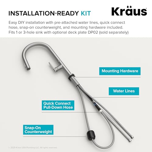 KRAUS Spot Free Brushed Brass Pull Down Kitchen Faucet KPF-2850SFBB - image 8