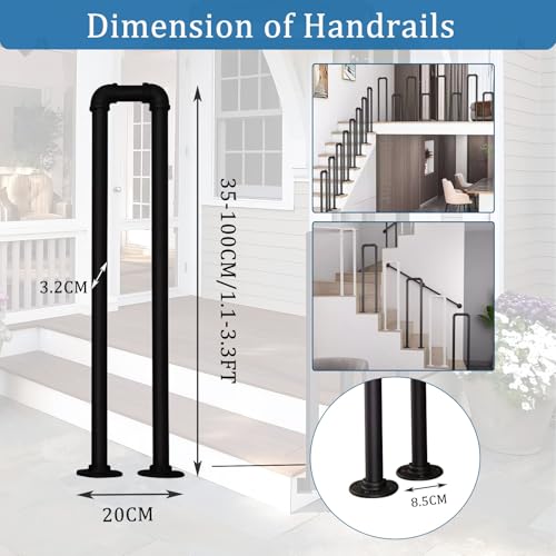 Rampe d'escalier extérieure au sol de 1,6 pi avec fixations complètes - 2