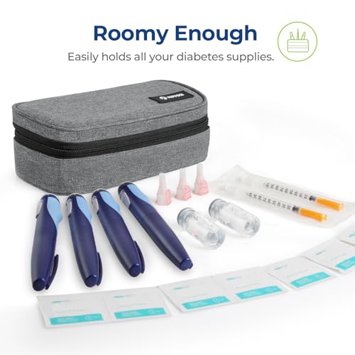 auvon portable insulin cooler travel case insulated diabetic bag with 2 x 160g ice packs for 6-8h cooling time medication cooler bag for insulin pens and blood glucose monitor supplies