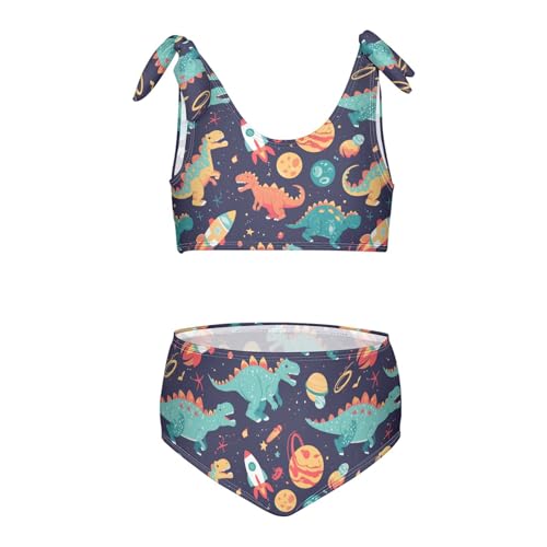 Wusikd Dinosaurs Floating Girls Swimsuits Two Piece Space Planets Rocket Swimwear Bikini Set for for Girls Size 3T