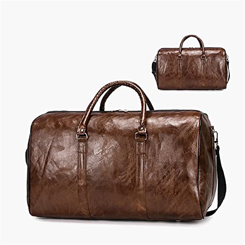 Cabin Bag Male Leather Travel Bag Large Duffle Independent PU Leather Storage Big Fitness Bags Handbag Bag Luggage Shoul (Black)4