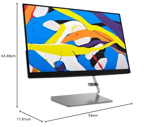 Lenovo Q24i-1L - Monitor Gaming 23.8" FHD 1080p con Diseño elegante (IPS, 75Hz, 4ms, HDMI, VGA, FreeSync, Altavoces, EyeSafe, Base Metálica) Ajuste de inclinación - Negro/Gris