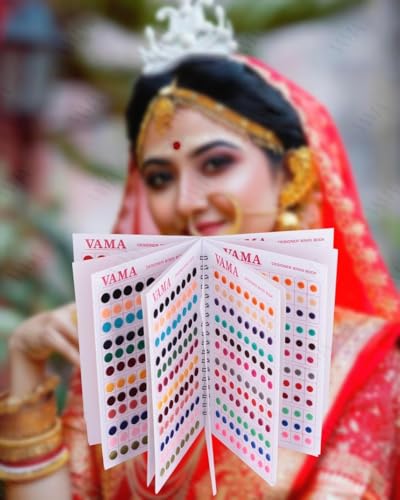 Image of VAMA Fashions Plain Round Red Maroon Multicolour Kumkum Bindis Sticker Bindiya Spiral Bride Groom Dulhan Bindi Book for Women