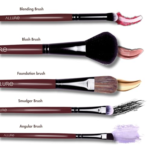 Image of Allure Makeup Brush Set - Set Of 5 Face & Eye Makeup Brushes