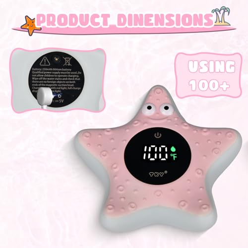 Image of Baby Bath Thermometer - Digital Floating Water Thermometer with LED Display & Color Temperature Alerts, Rechargeable Bath Toy for Infant Bathtub Safety, Newborn Bath Essentials Gift