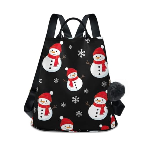 Mochila negra de mujer con muñecos de nieve para proteger tus pertenencias con comodidad