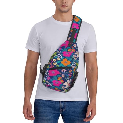 Mochila sling floral urbana para mujer y hombre miniatura 7