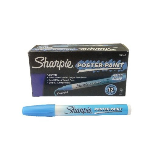 Sharpie Fine Point Fluorescent Blue Poster Paint Markers (Pack of 12)