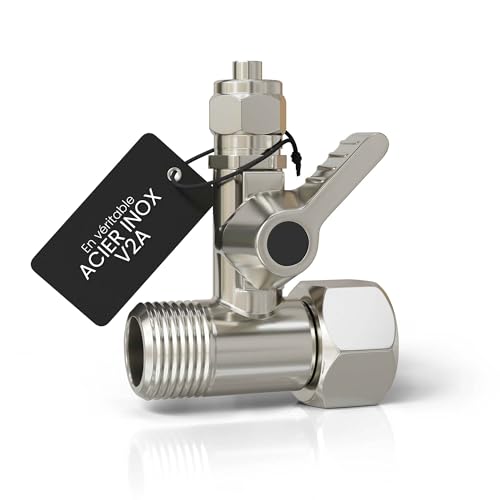 smardy Robinet d'Arrêt acier inoxydable Raccord en T 3/8x3/8x1/4" Vanne d'Arrêt adaptateur pour raccordement de 2 appareils (réfrigérateur côte à côte, osmose inverse, filtre à eau, machine à café)