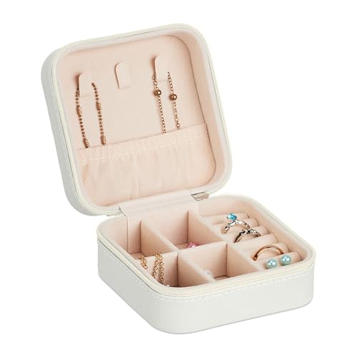Relaxdays Valigetta Portagioie, Cofanetto Porta Gioielli da Viaggio, Organizer Anelli,