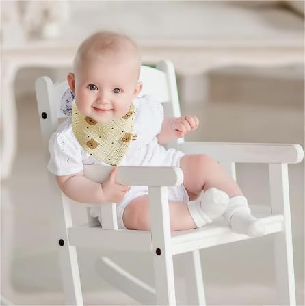 FZSECRIU 6 Stück Dreieckstuch Baby, Lätzchen Baby Musselin, Saugfähig Halstuch, Musselin Halstüch Sabberlätzche mit 2 Verstellbares Druckknopf, Geeignet für Jungen und Mädchen