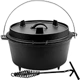 KitchenMonster® Dutch Oven Kochtopf - Gusseisen Topf Ø25.5 - Gusseisen Topf mit Deckel...