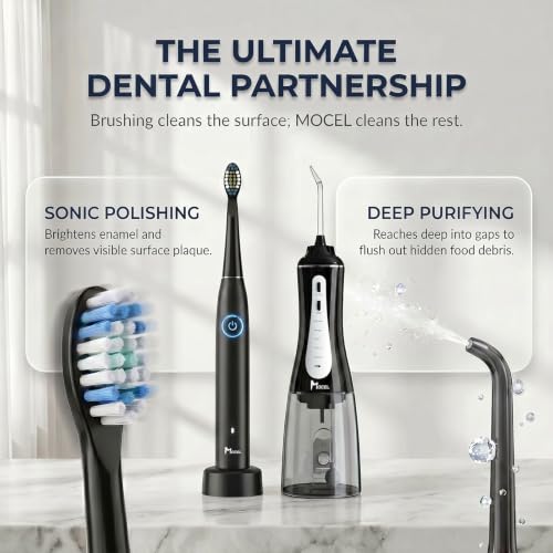 Image of MOCEL Water Dental Flosser and Electric Toothbrush Combo - Portable Oral Clean Kit for Teeth Cleaning, Braces & Gums Care