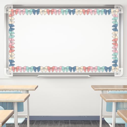 Image of Whaline 32.8 Ft Colorful Bow Bulletin Board Border Hippie Boho Color Bow Die-Cut Border Trim for Back to School Chalkboard Wall Decoration