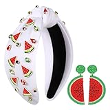 YAHPERN Watermelon Rhinestone Crystal Tropical Fruit Headbands for Women's Summer Beach Vacation Outfits (Watermelon 1, Set of 3)